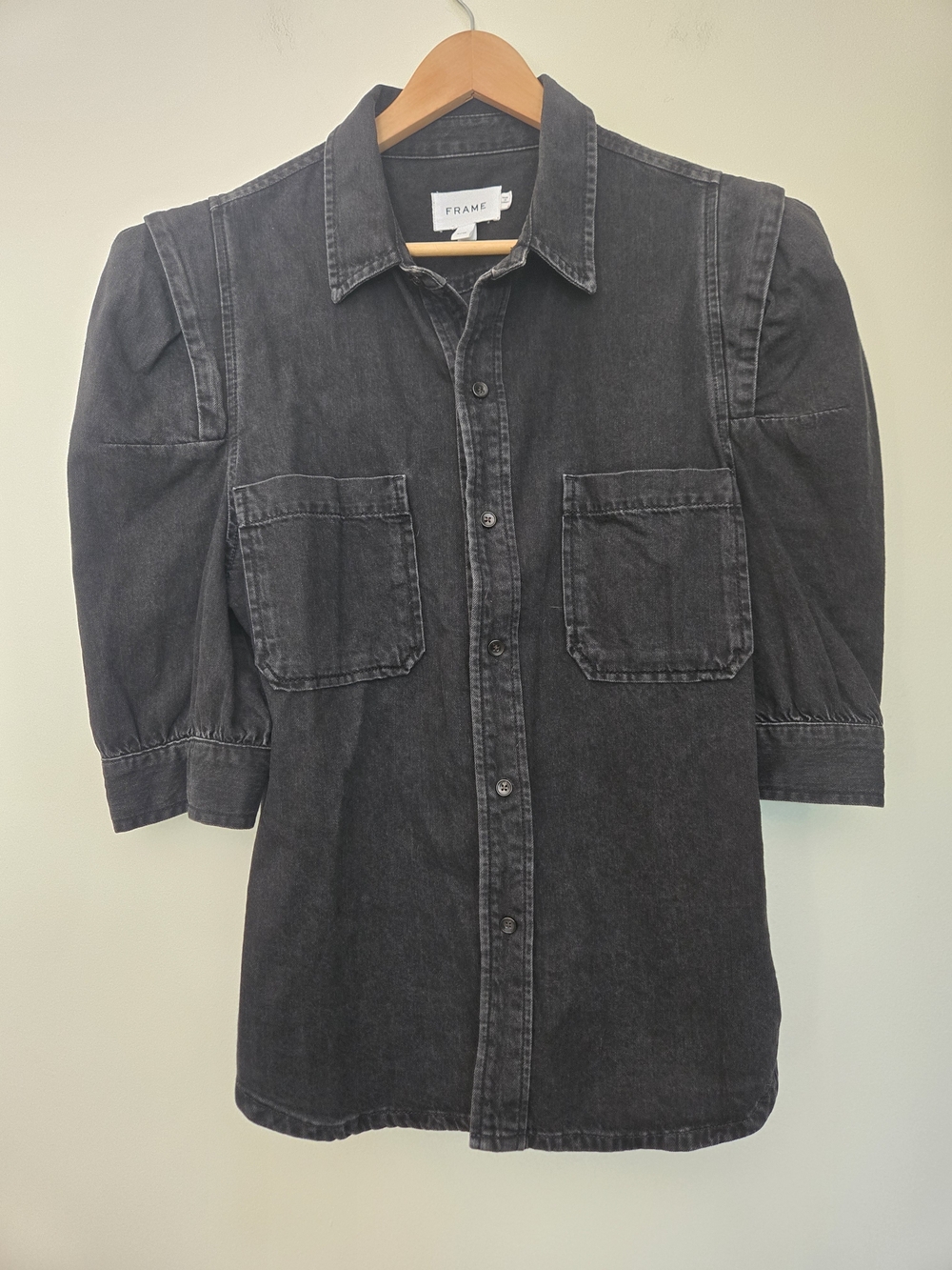 Frame Denim Black Washed Denim Shirt